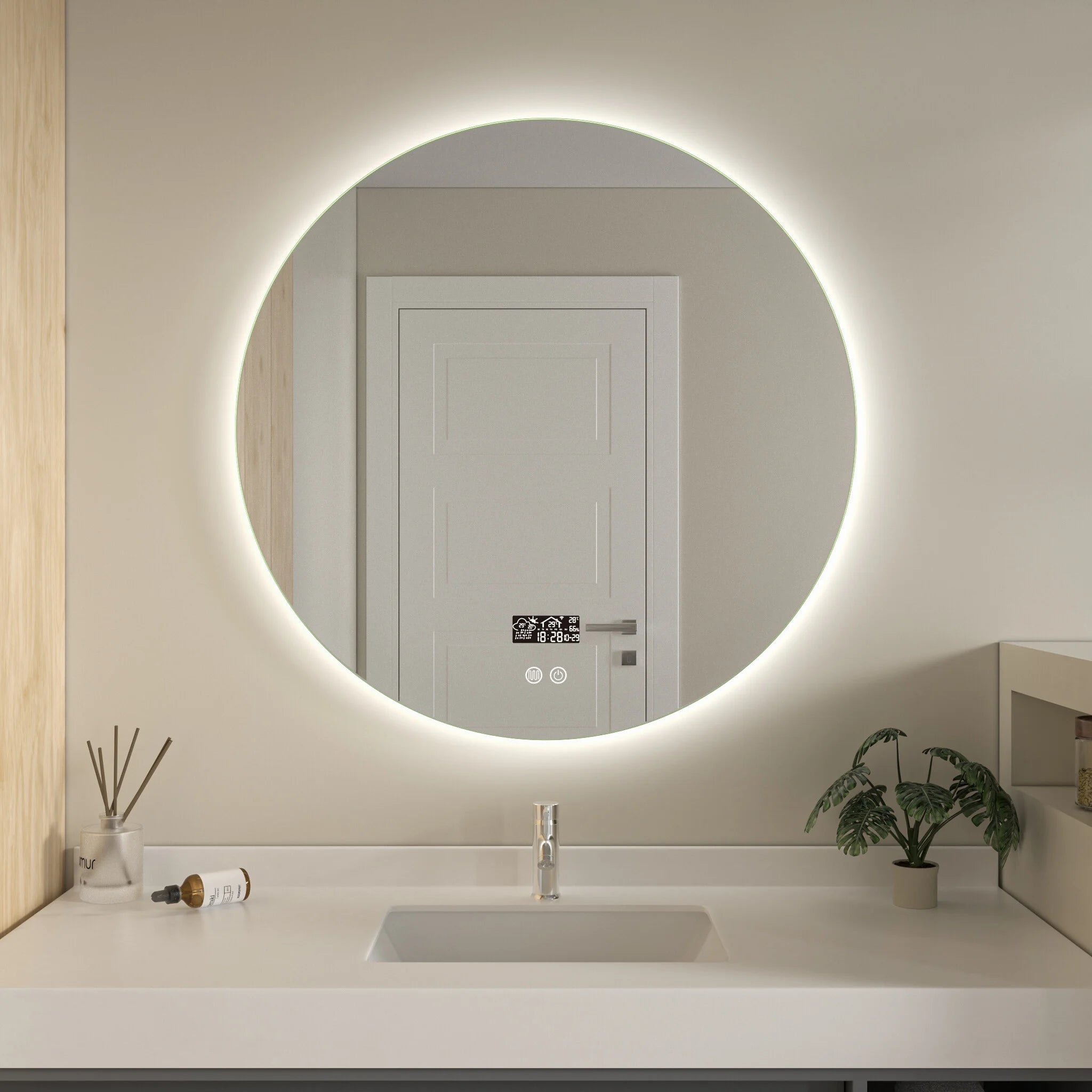 Miroir Intelligent 80cm - Sans Cadre, Éclairage LED, Anti-Condensation &amp; Wifi