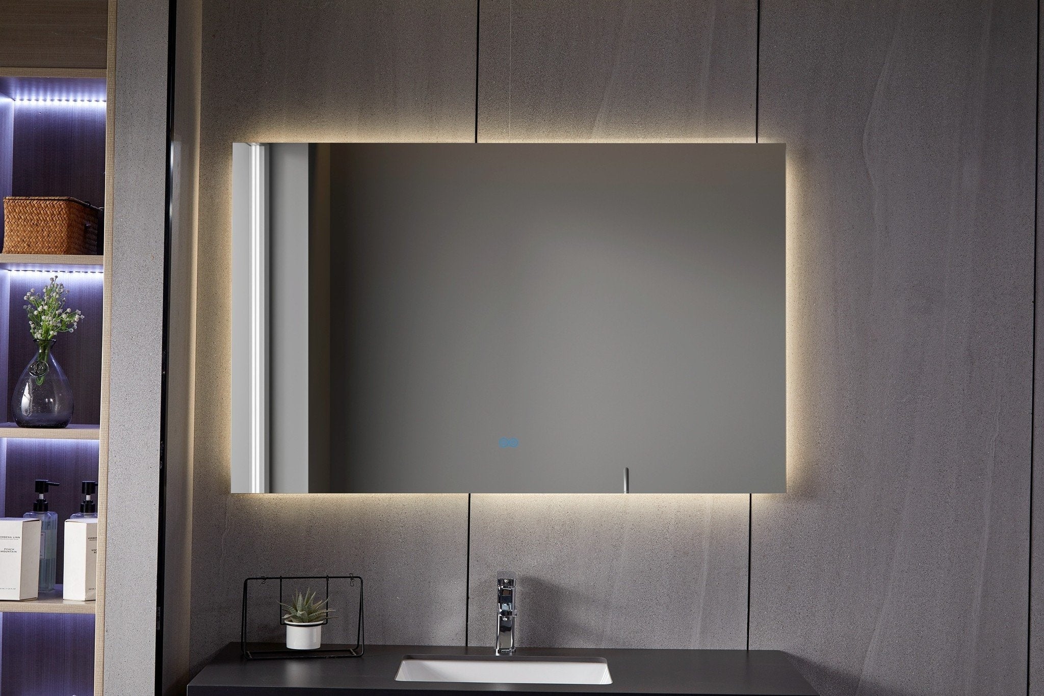 Miroir de salle de bain sans cadre avec LED, anti-condensation 60x60 cm