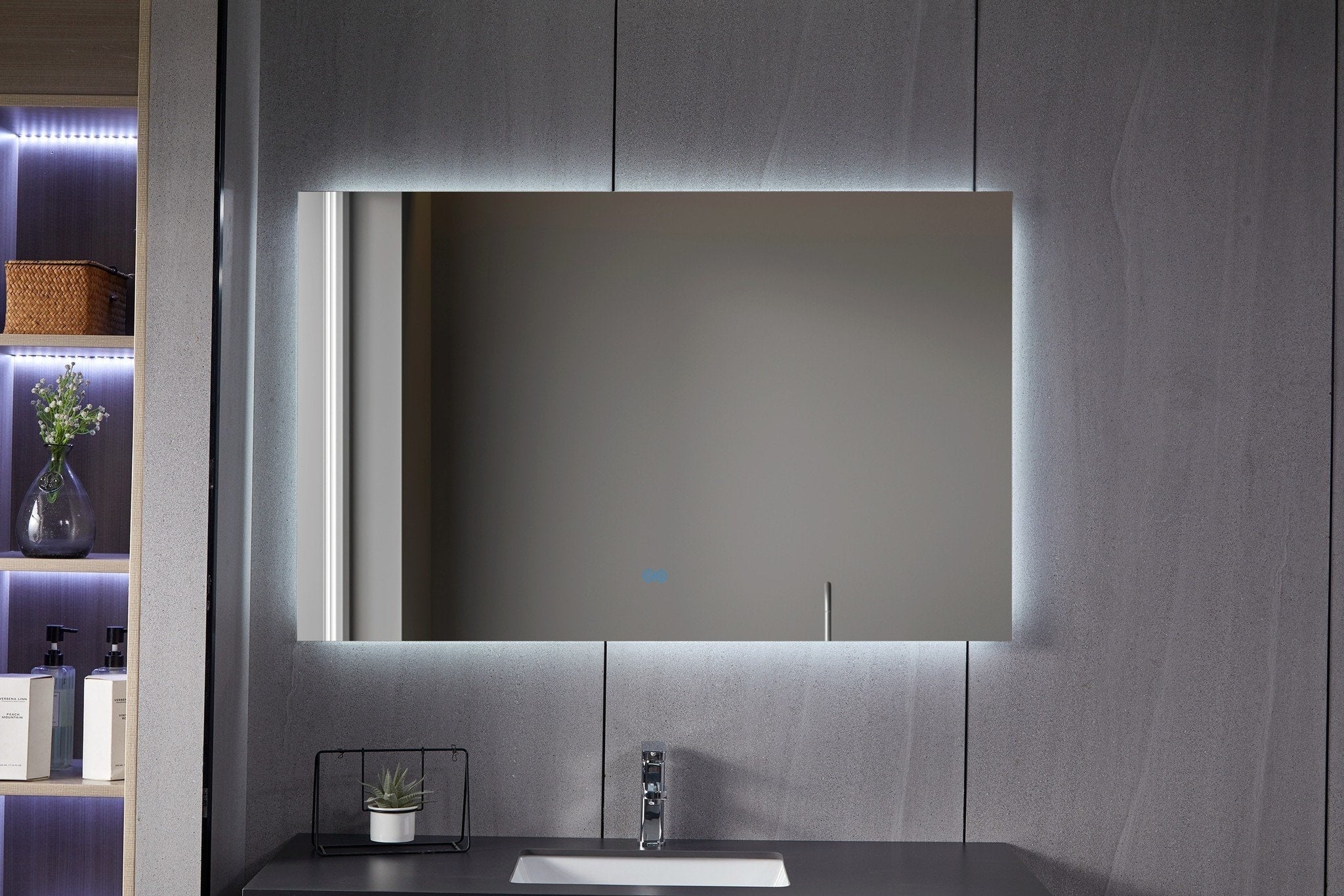 Miroir de salle de bain sans cadre avec LED, anti-condensation 60x60 cm